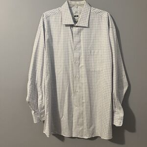 Joseph Abboud Men’s Non Iron Classic Fit Shirt Windowpane Lavender White 18 (34)
